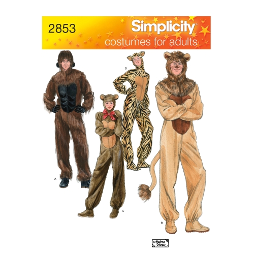 Täiskasvanute kostüümid, suurused: A (XS,S,M,L,XL), Simplicity Pattern #2853