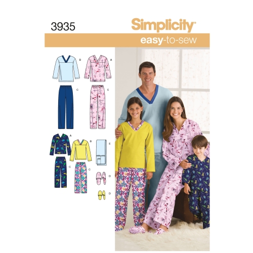 Naiste, meeste ja laste magamisriietus, Simplicity Pattern #3935