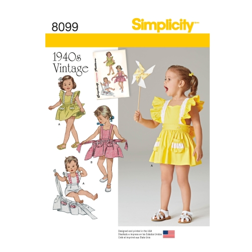 Väikelaste kombinesoon ja nööpseelik, suurused: A (1/2-1-2-3-4), Simplicity Pattern #8099
