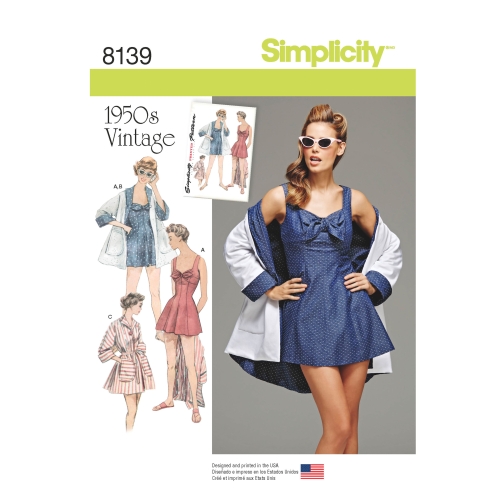 Naiste vintage supluskleit ja rannamantel, Simplicity Pattern #8139