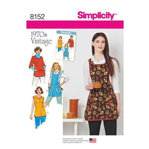 Naiste vintage 1970'ndate põlled, suurused: A (XS-S-M-L), Simplicity Pattern #8152