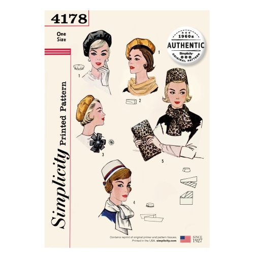 Naiste Vintage 60'ndate aksessuaarid Size: OS (ONE SIZE) Simplicity Pattern #4178