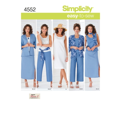 Naistele pluss-suuruses: Smart ja Casual riietus, suurused: BB (20W - 28W), Simplicity Pattern #4552