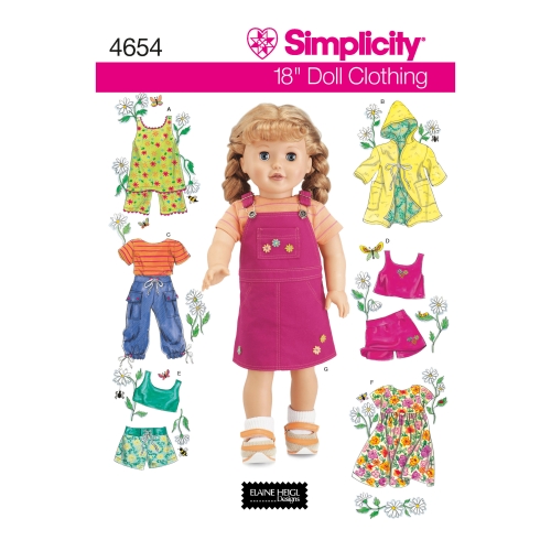 46 cm pikkuse nuku riided, Simplicity Pattern #4654