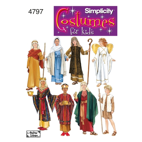 Poiste ja tüdrukute kostüümid, suurused: A (S,M,L), Simplicity Pattern #4797