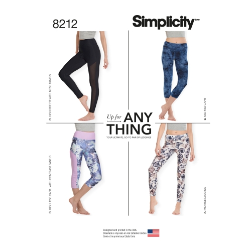 Naiste trikoo retuusid, suurused: A (XXS-XS-S-M-L-XL-XXL), Simplicity Pattern #8212