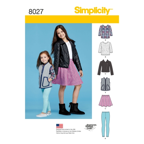Laste ja tüdrukute spordiriiete lõiked, Simplicity Pattern #8027
