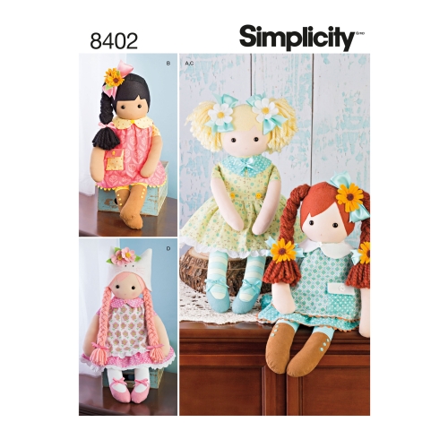 60 cm täidistopitavad nukud riietega, Simplicity Pattern # 8402
