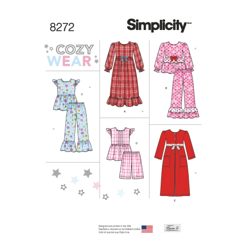Laste ja tüdrukute magamisriietus ja hommikumantel, Simplicity Pattern #8272