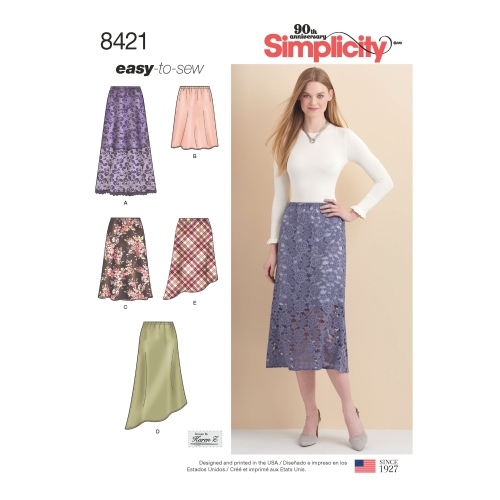Seelikud hõlmavariatsioonidega kolmes pikkused, Simplicity Pattern # 8421