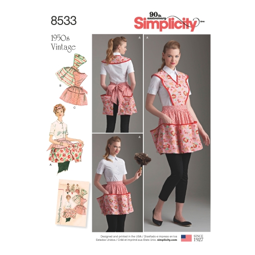 Naiste vintage põll, suurused: A (S-M-L), Simplicity Pattern # 8533