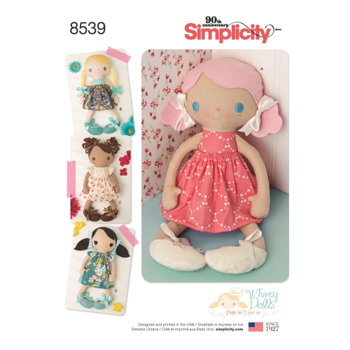 38cm täidisega nukud ja riided, suurused: OS (ÜkS SUURUS), Simplicity Pattern # 8539