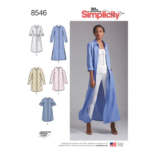 Naiste ja väikesekasvuliste Petite-naistenaiste särk-kleidid, Simplicity Pattern # 8546