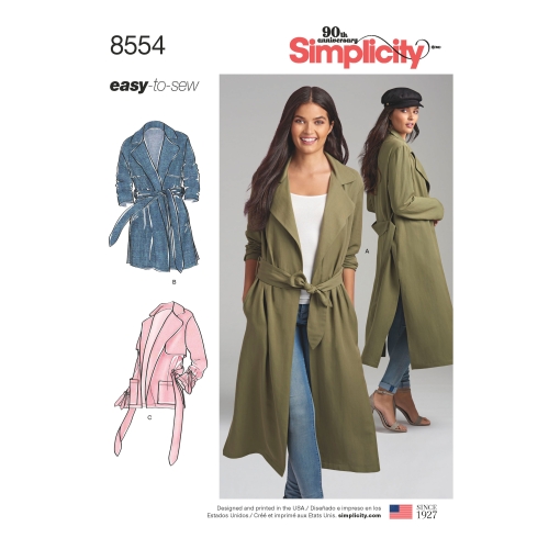 Naiste ja väikesekasvuliste Petite-naiste mantlid ja jakid, Simplicity Pattern # 8554