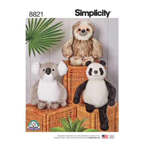 38 cm (15") Loomad, topistäidetavad, Simplicity Pattern #8821