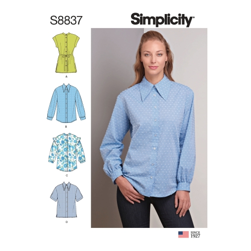 Naiste ja väikesekasvuliste Petite-naiste kraega särk, Simplicity Pattern #S8837