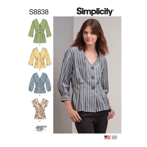 Naiste ja väikesekasvuliste Petite-naiste särk, Simplicity Pattern #S8838
