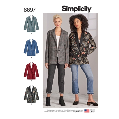 Naistele ja Pluss-suurustele naistele bleiser, Simplicity Pattern #8697