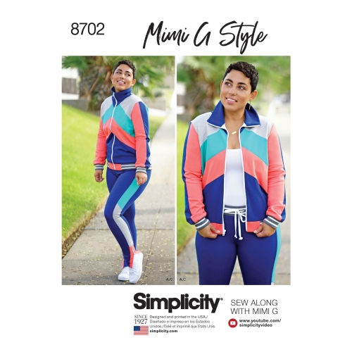 Mimi G-naiste trikoo jakk, püksid ja retuusid, Simplicity Pattern #8702