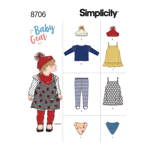 Beebiriietus, suurused: A (XXS-XS-S-M-L), Simplicity Pattern #8706