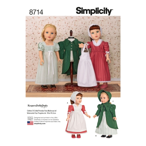 45cm pikkuse nuku nukuriided, Simplicity Pattern #8714