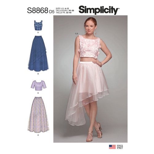 Naiste kihilised seelikud ja topp, Simplicity Pattern #S8868