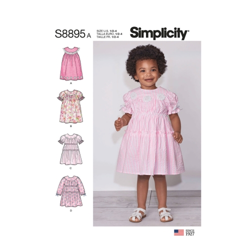 Mudilaste kleidid, suurused: A (1/2-1-2-3-4), Simplicity Pattern #S8895
