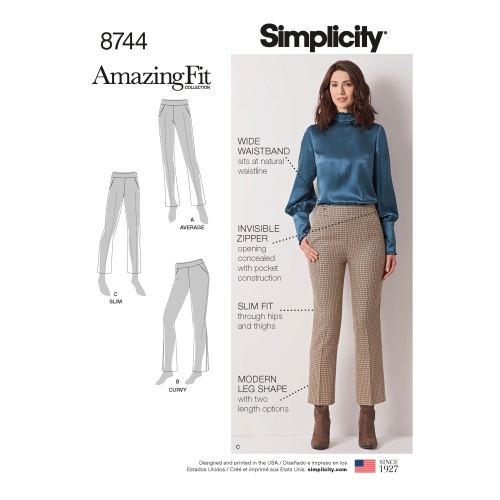 Naiste ja väikesekasvuliste Pluss-suuruses naistele Imeliselt-Istuvad püksid, Simplicity Pattern #8744
