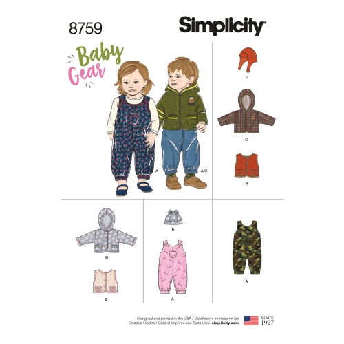 Beebide spordiriided, suurused: A (XXS-XS-S-M-L), Simplicity Pattern #8759