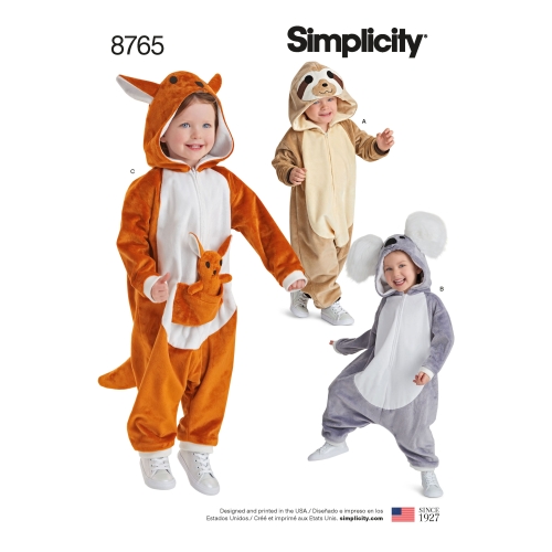 Mudilaste kostüümid, suurused: A (1/2-1-2-3-4), Simplicity Pattern #8765