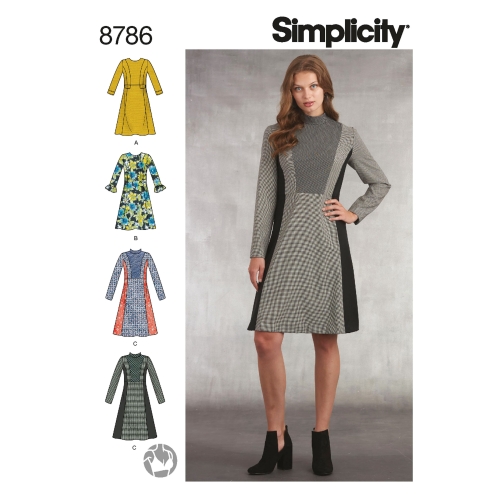Naiste ja väikesekasvuliste Petite-naiste kleit, Simplicity Pattern #8786