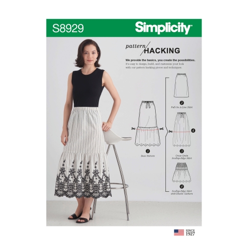 Naiste seelik võimalustega disainihäkiks, suurused: XXS-XS-S-M-L-XL-XXL, Simplicity Pattern #S8929