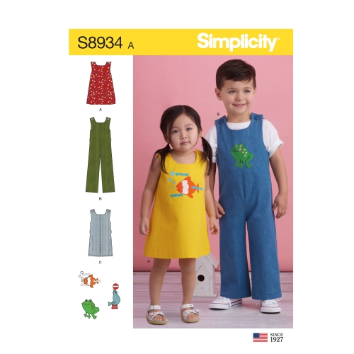 Väikelaste jumper ja kombinesoon, suurused: 1/2-1-2-3-4, Simplicity Pattern #S8934