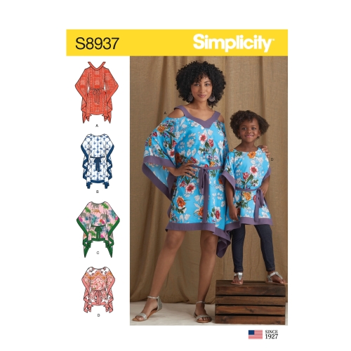 Laste ja naiste kaftanid, suurused: S - L / XS - XL, Simplicity Pattern #S8937