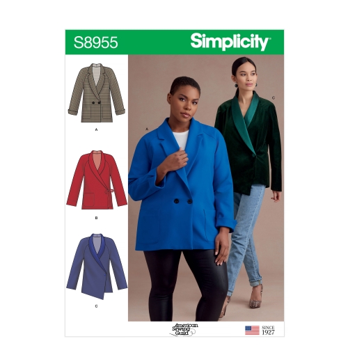 Naiste ja Petite-naiste raglaanõlgadega jakid, Simplicity Pattern #S8955