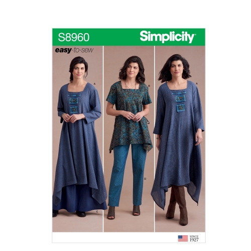 Naiste kleit või tuunika, seelik ja püksid, Simplicity Pattern #S8960