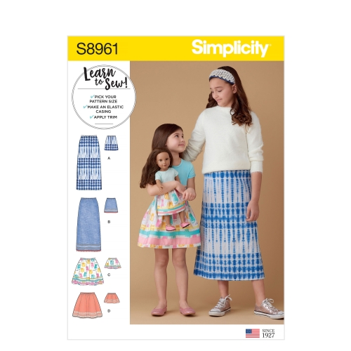 Laste, tüdrukute, ja nukkude seelikud, Simplicity Pattern #S8961