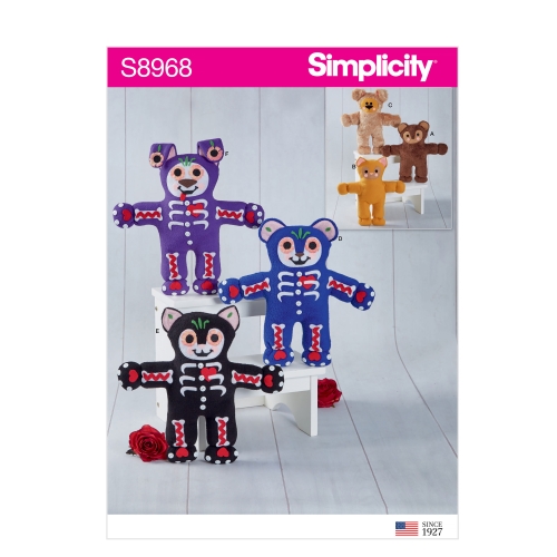 Topistäidetavad kass, karu ja koer, suurused: Ühes mõõdus, Simplicity Pattern #S8968