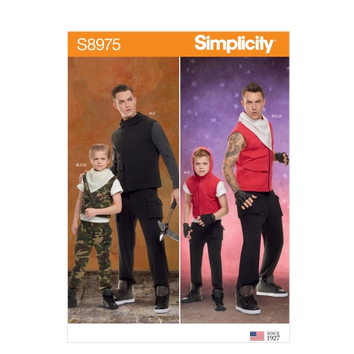 Poiste ja meeste kostüümid, suurused: S - L / XS - XL, Simplicity Pattern #S8975