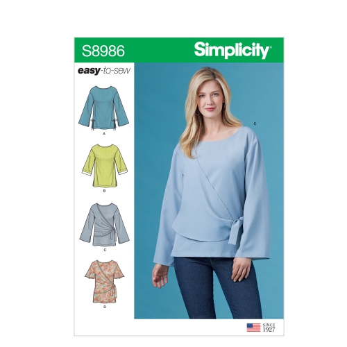 Naiste ja Petite-naiste drapeeritud pluus, Simplicity Pattern #S8986
