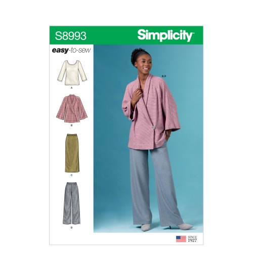 Naiste topid ja jakk lõikehäki võimalustega, Simplicity Pattern #S8993