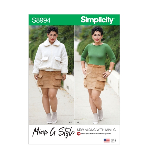 Naiste Mimi G Style jakk, seelik, ja trikootopp suurused: 16-18-20-22-24, Simplicity Pattern #S8994