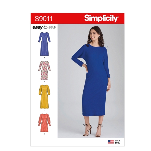 Naiste trikoo pullover-kleidid, Simplicity Pattern #S9011