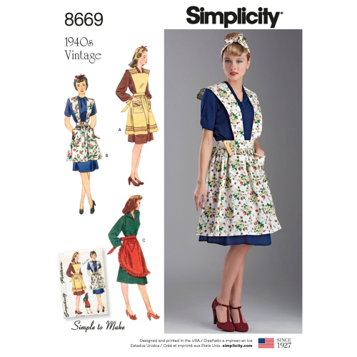 Naiste vintage põlled, suurused: A (S-M-L), Simplicity Pattern #8669