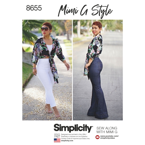 Mimi G kõrge vöökohaga püksid ja sõlmitav topp, suurused: H5 (6-8-10-12-14), Simplicity Pattern # 8655