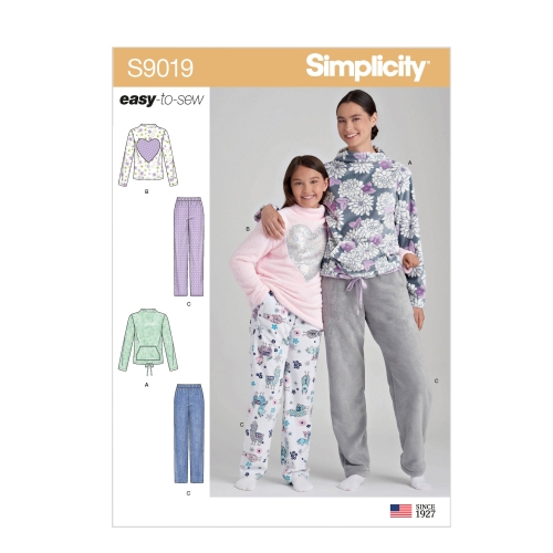 Tüdrukute ja naiste kodune riietus, suurused: A (S - L / XS - XL), Simplicity Pattern #S9019