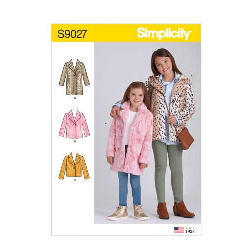 Laste ja tüdrukute voodriga mantel, Simplicity Pattern #S9027