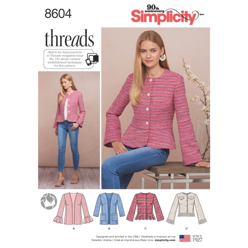 Naiste ja väikesekasvuliste Petite-naiste jakk, Simplicity Pattern #8604