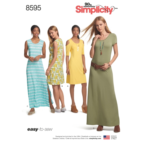 Naiste kleidid, suurused: A (XS-S-M-L-XL), Simplicity Pattern #8595