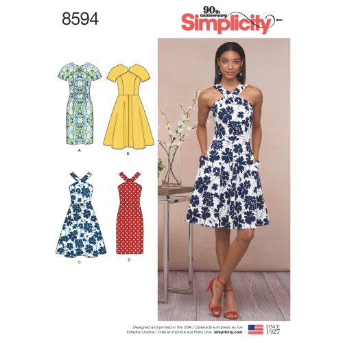 Naiste ja väikesekasvuliste Petite-naiste kleidid, Simplicity Pattern #8594